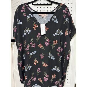 NWT Philosophy Top Women’s Black Floral Blouse Top - Size 1X